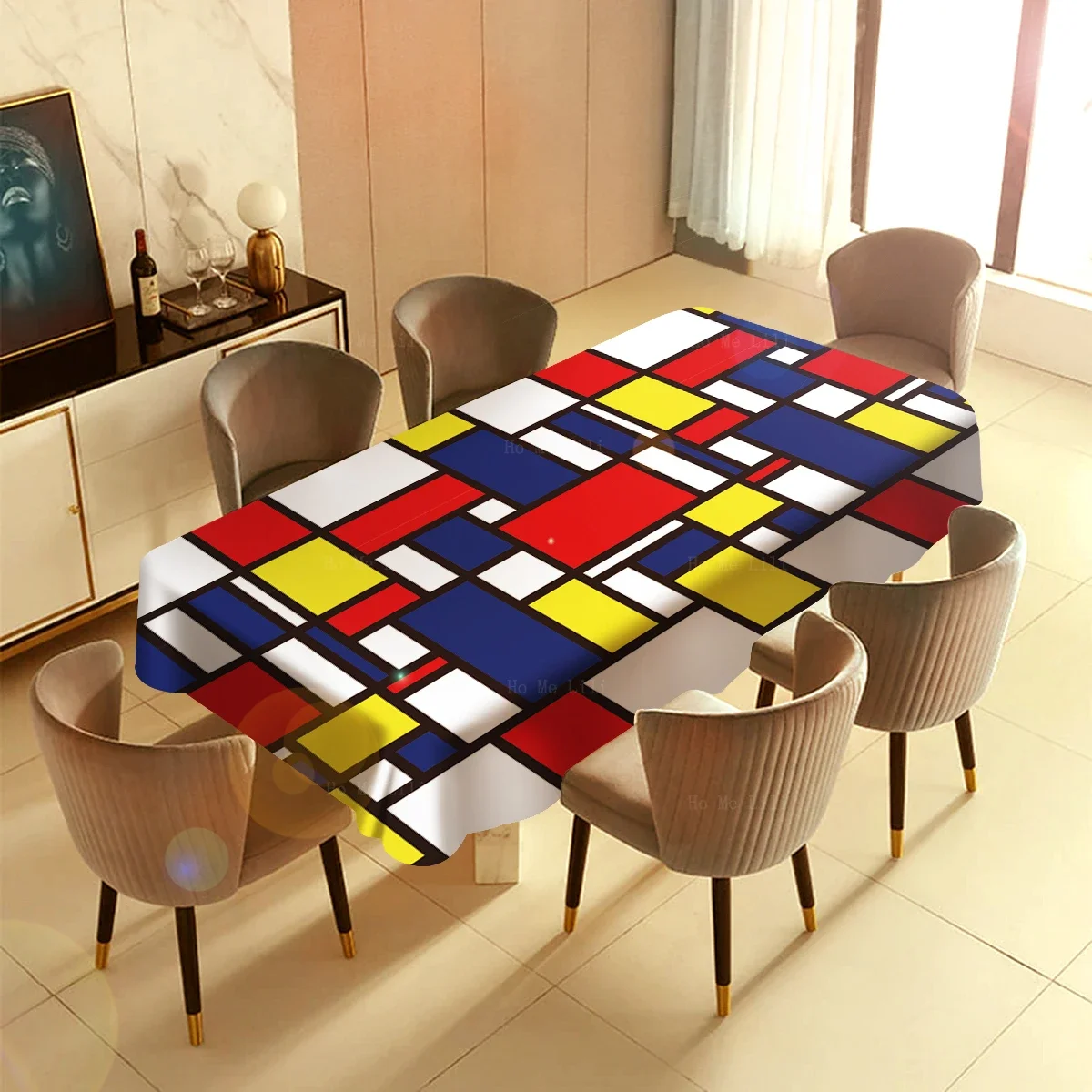 Seamless Abstract Mosaic Pattern Border Geometry Ethnic Motif Fabric Stain Resistant Tablecloth By Ho Me Lili For Tabletop Decor