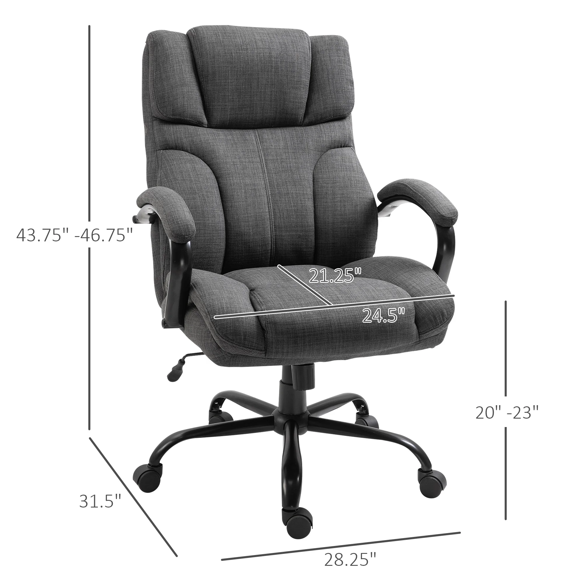 500Lbs Indoor Home Gaming Swivel Chair W/ & Height Adjustments, Deep Grey