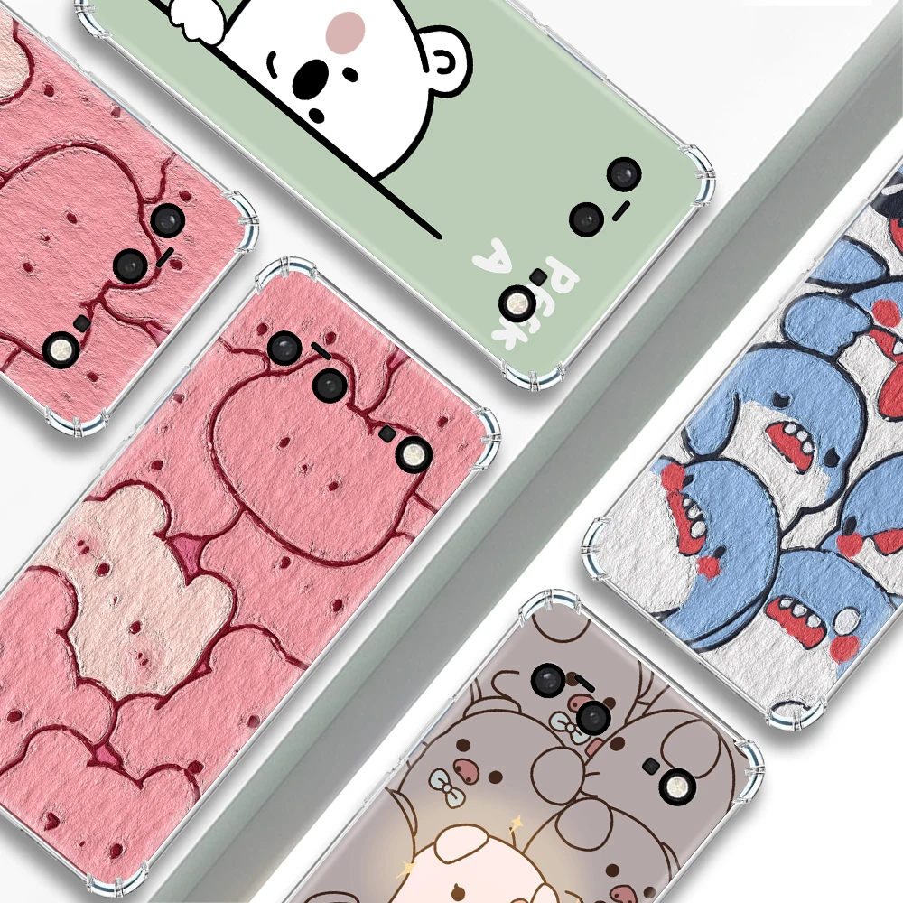 Cartoon Cute Pig Phone Case for Google Pixel 7a 7Pro 7 Shockproof Coque Capa for Pixel 6a 6 8 Pro Transparent Soft TPU Fundas