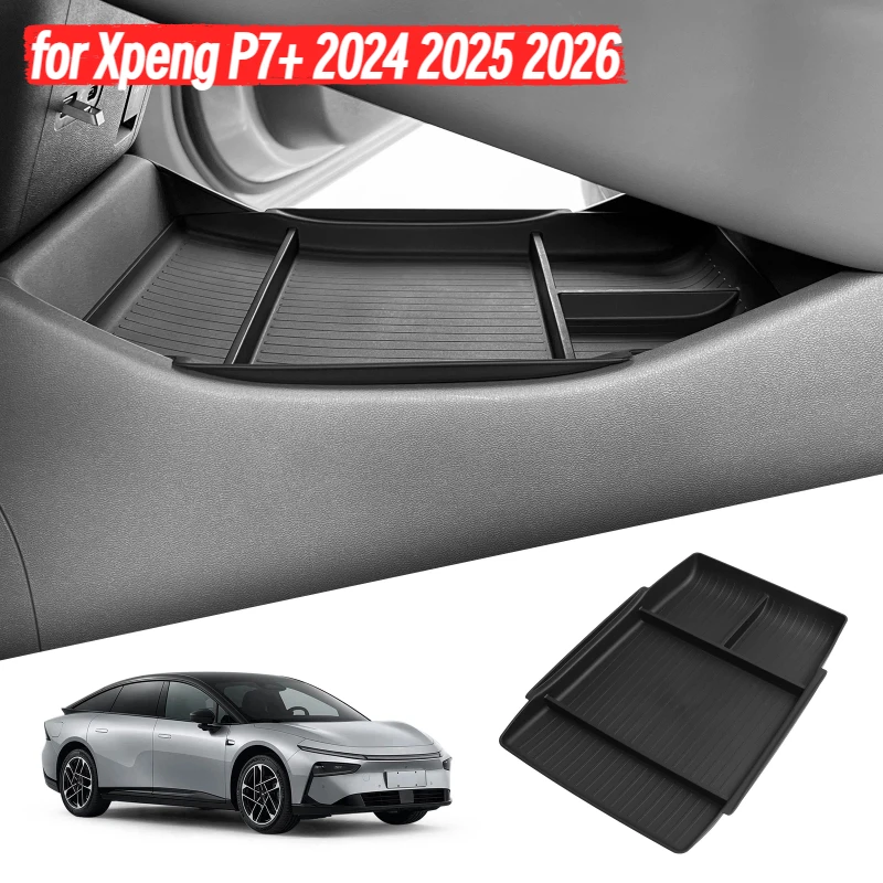 

for Xpeng P7+ 2024 2025 2026 Central Control Lower Layer Storage Box TPE Tray Organizer Atomobile Interior Accessories Tidying