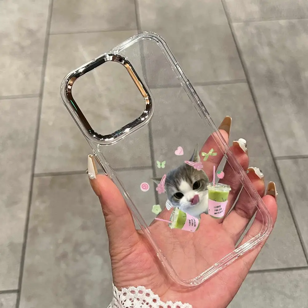 Cute Cat Soft Phone Case For IPhone 17 16 15 11 12 14 13 Pro Max XS XR 7 Plus 17E Air Shockproof Transparent Cover Shell Fundas