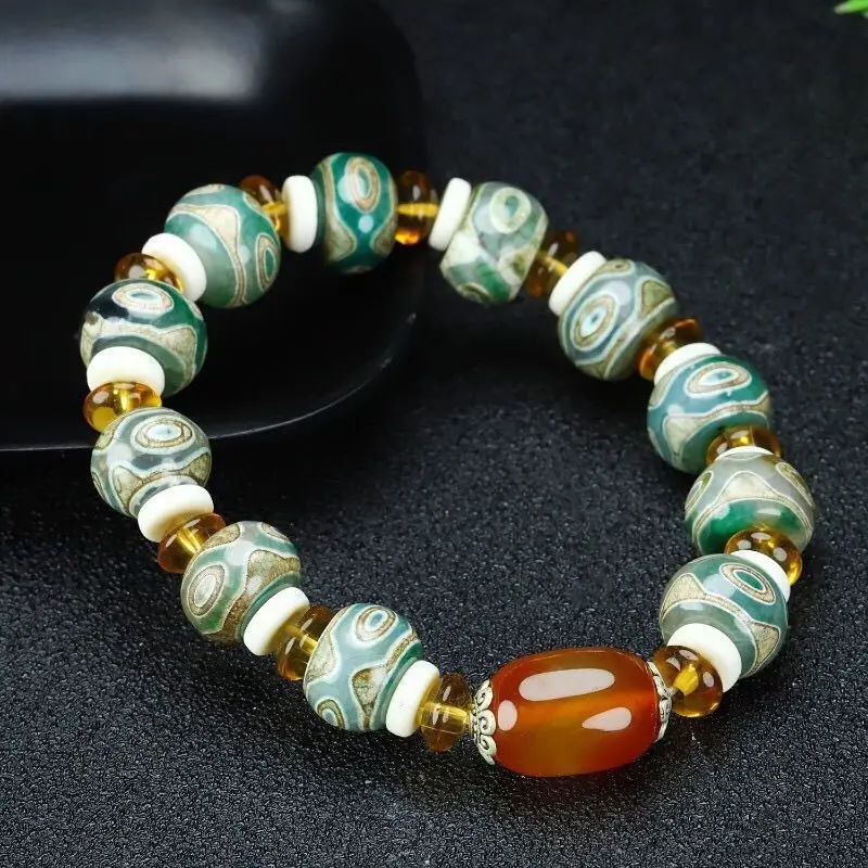 

Agate Tibetan Dzi Bead Bracelet Unisex Ethnic Retro New Model