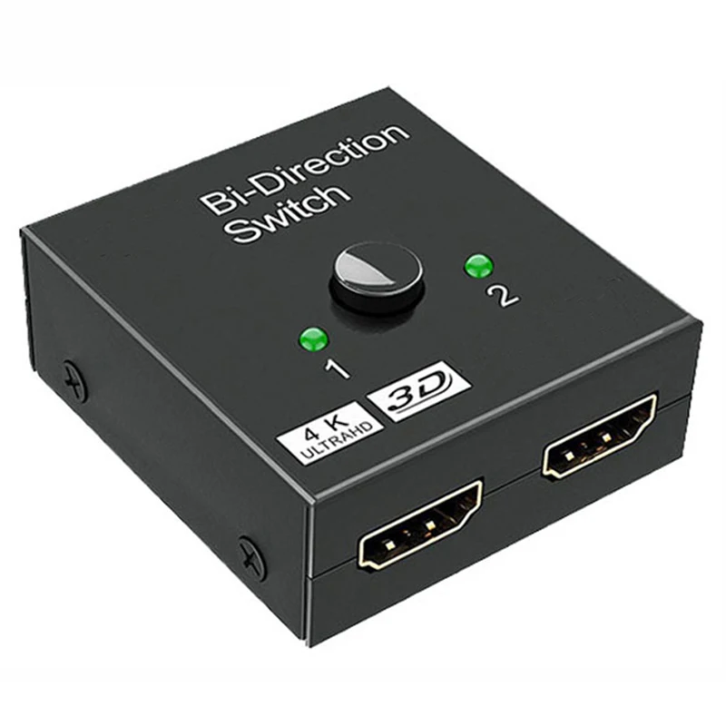 2 Port HDMI-Compatible 2.0 Switch 4K 2x1 1x2 Bi Directional Switcher 2 Input 1 Output Splitter for PS4/3 TV Box Switcher Adapter