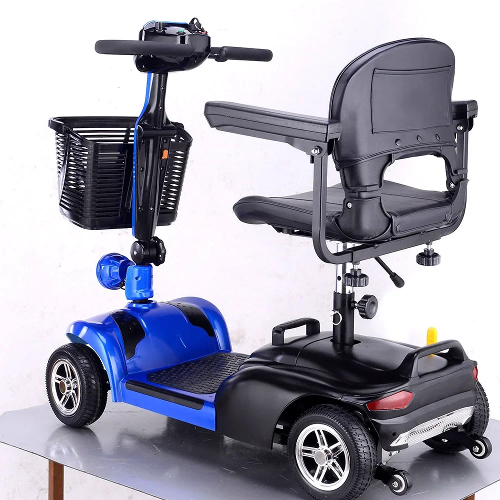 Lightweight Foldable Four-Wheel Electric Scooters for Elderly Power-Assisted Boarding Airplanes Walker Rollator