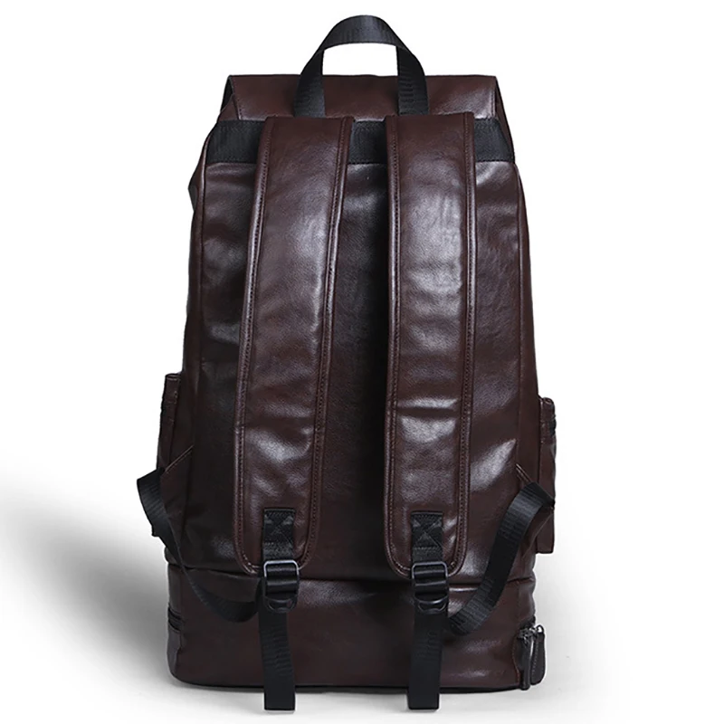 Mochila de gran capacidad para hombre, bolso de viaje de cuero PU, informal, para ordenador portátil, mochilas escolares de moda de alta calidad