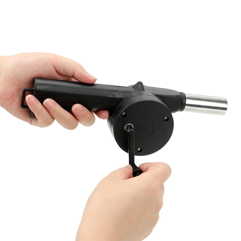 Portable Barbecue Fan BBQ Tools Fire Bellows Tools BBQ Accessories Hand-cranked Air Blower Picnic Camping Accessories