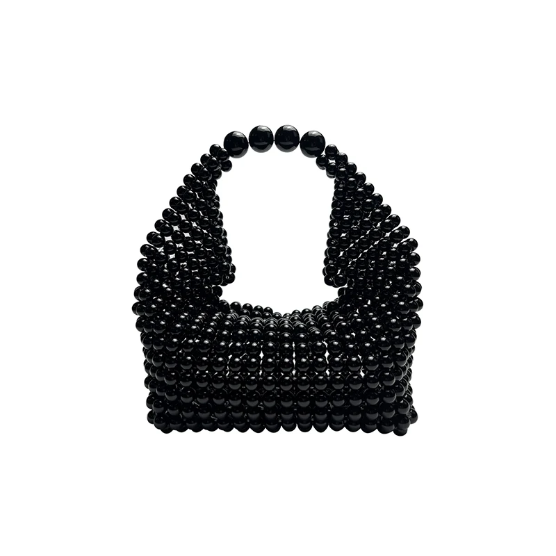 Cross border hand woven French retro fairy banquet socialite imitation pearl handbag bead holding banquet bag