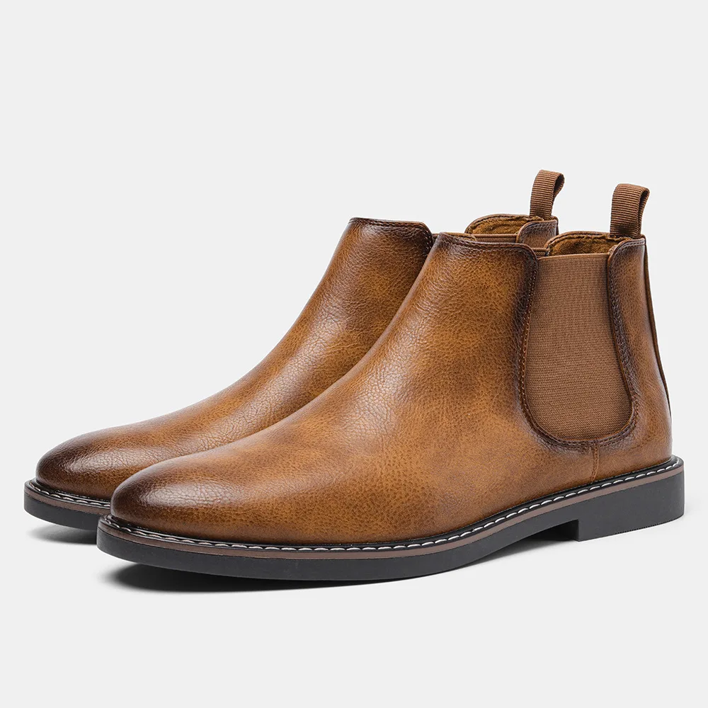 Botas Chelsea de lujo para hombre, botines de trabajo Retro de alta calidad, cómodos, de cuero, para negocios, novedad de 2024