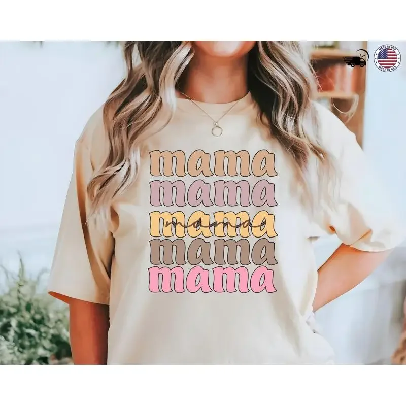 تي شيرت ريترو ماما جمالي لعيد الأم بتصميم عتيق للأم هدية لطيفة عصرية للنساء