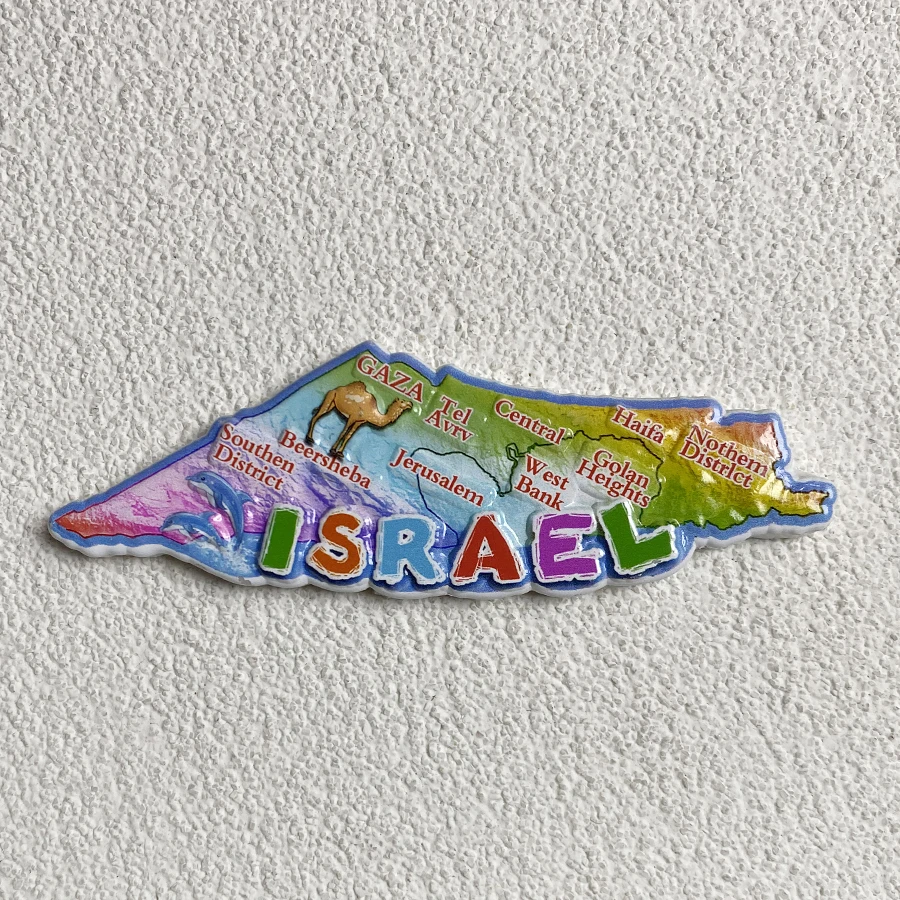 Israel magnetic refrigerator stickers, resin decorated kitchen refrigerator stickers, world travel souvenirs