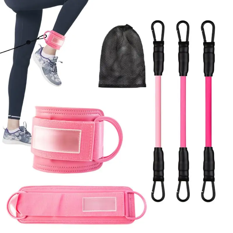 Ankle Resistance Bands with Cuffs Pilates Ankle Weights Straps Adjustable Stretch Resistance Bands for Working Out Women's Glute