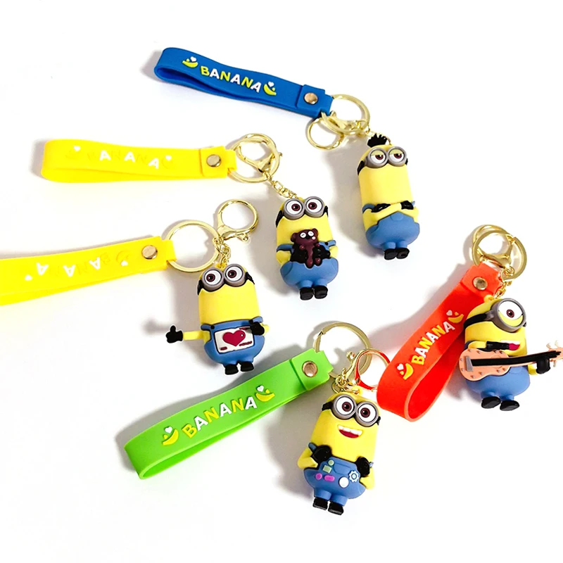 

Anime Figure Minions Keychain Bag Decoration Pendant Despicable Me Movie Anime Action Figure Bob Stuart Image Pvc Key Chain Gift