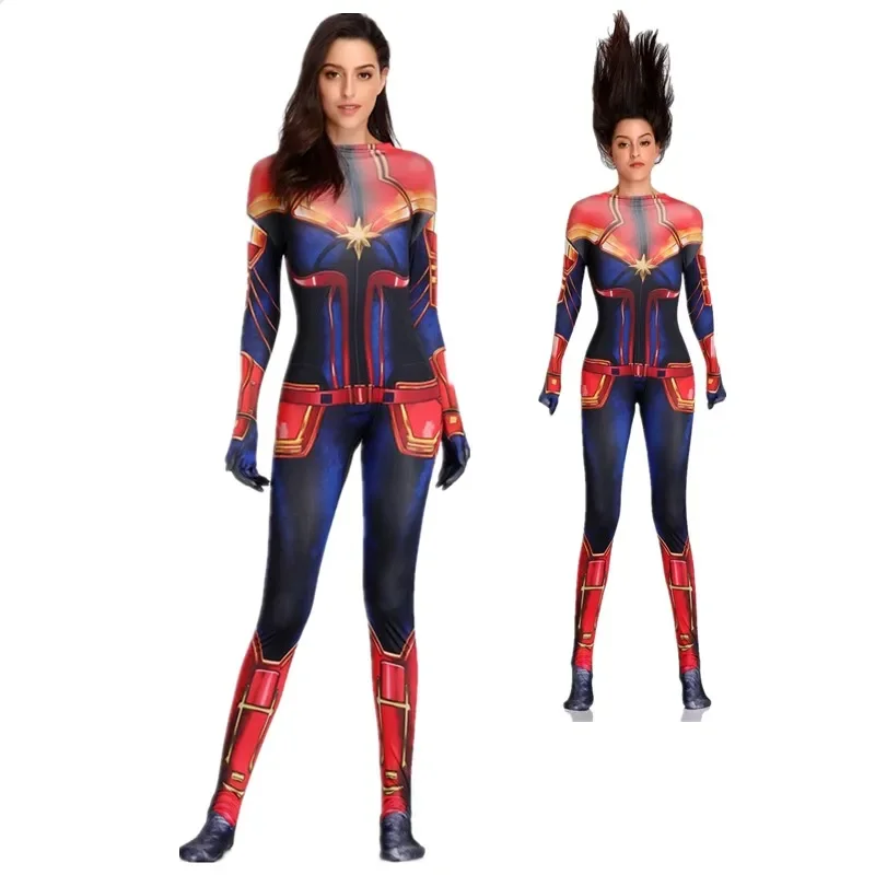 

New Movie Version Surprise Captain Costume Halloween Cosplay Super Hero Surprise Captain Jumpsuits Red And Green