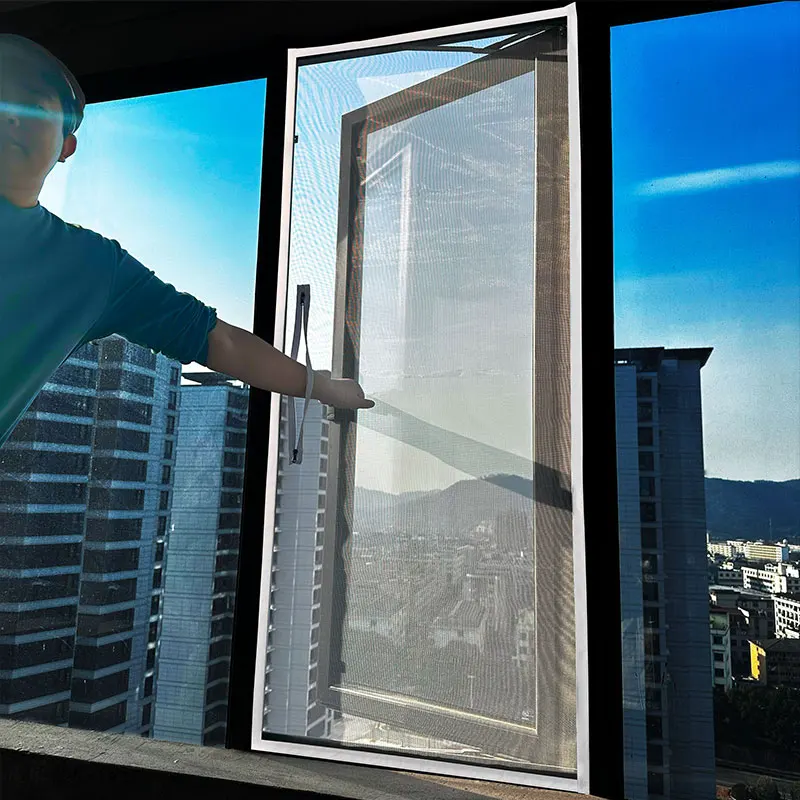 

Mosquito Net Window Screen with Zipper Handle Window Custom Size Mesh White Tulle Invisible Fiberglass anti-mosquito Skylights