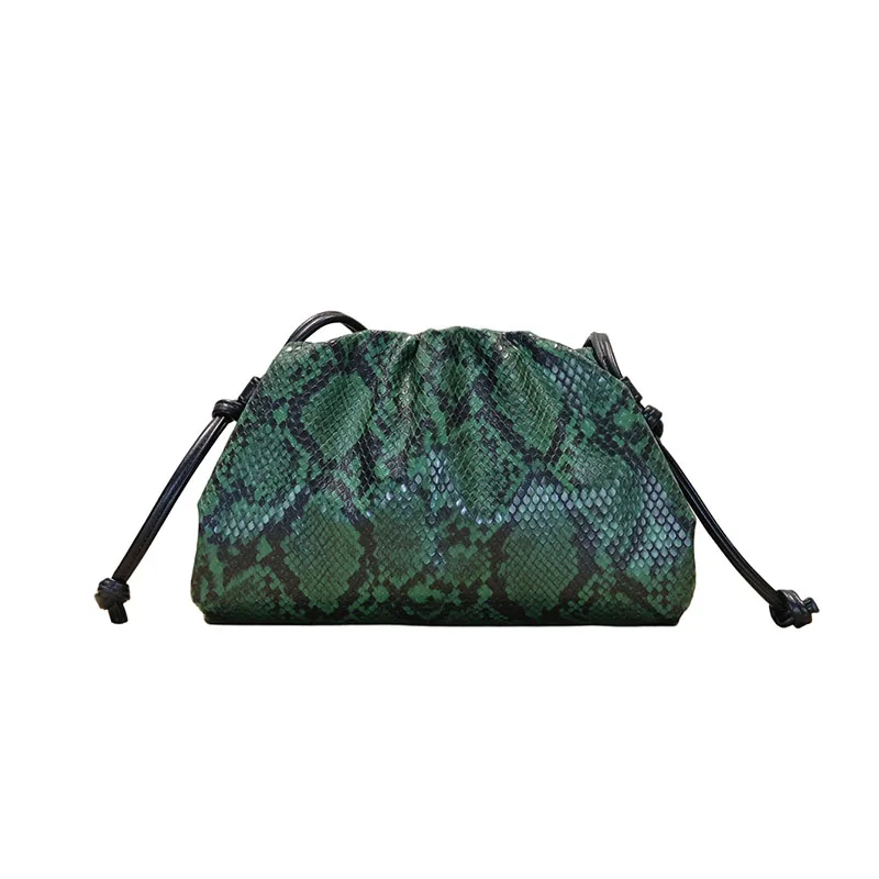 

Сумка-клатч через плечо с узором под змеиную кожу, драпированная, в форме пельменя, для женщин, роскошная дизайнерская сумка-кошелек
