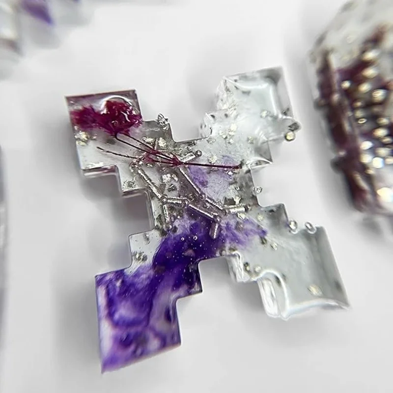 Diy Kristal Siliconen Epoxyhars Mal Hoofdletter Matrijs Spiegel Handgemaakte Hangende Pixel Letter Siliconen Mal