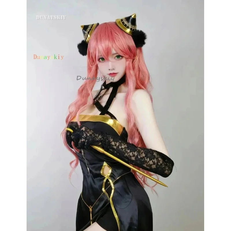 Silisili AAdult Anya Forger Costume Cosplay Abito nero Set completo Parrucca rosa Halloween Natale Coser Donna Party Coagulo 2025 ☆   Nuovo