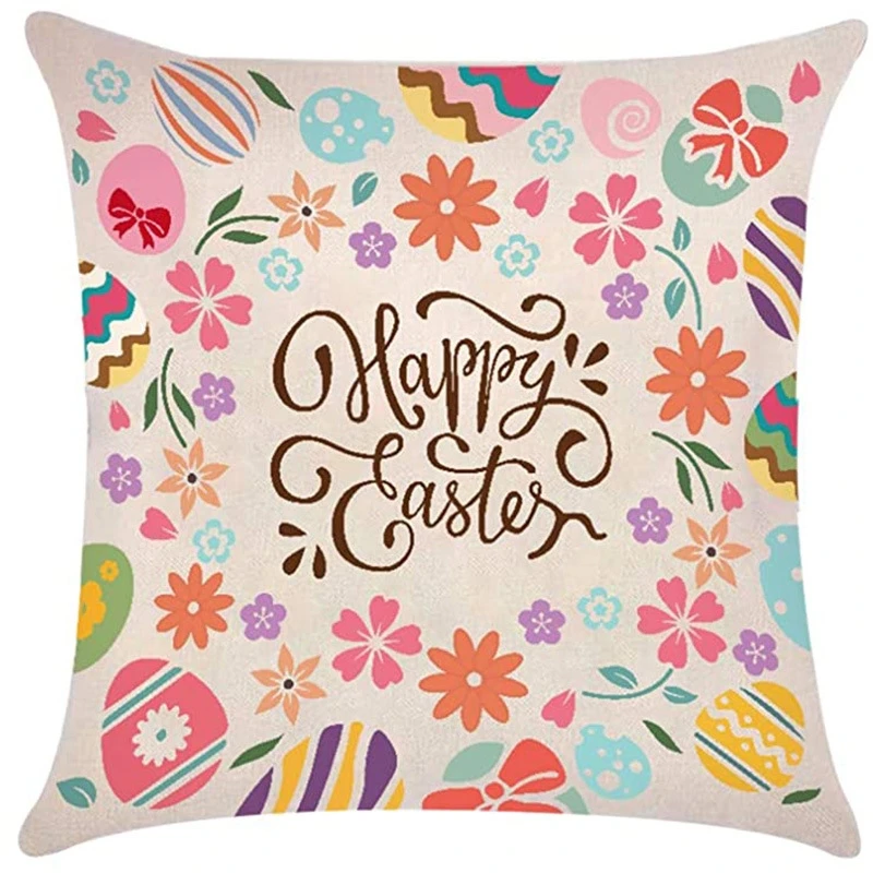 2024 New Throw Pillow Covers 25x25cm Easter Pillowcase Bunny Eggs Decor for Sofa Couch Cushion Cover Sofa Couch Cushion Cover