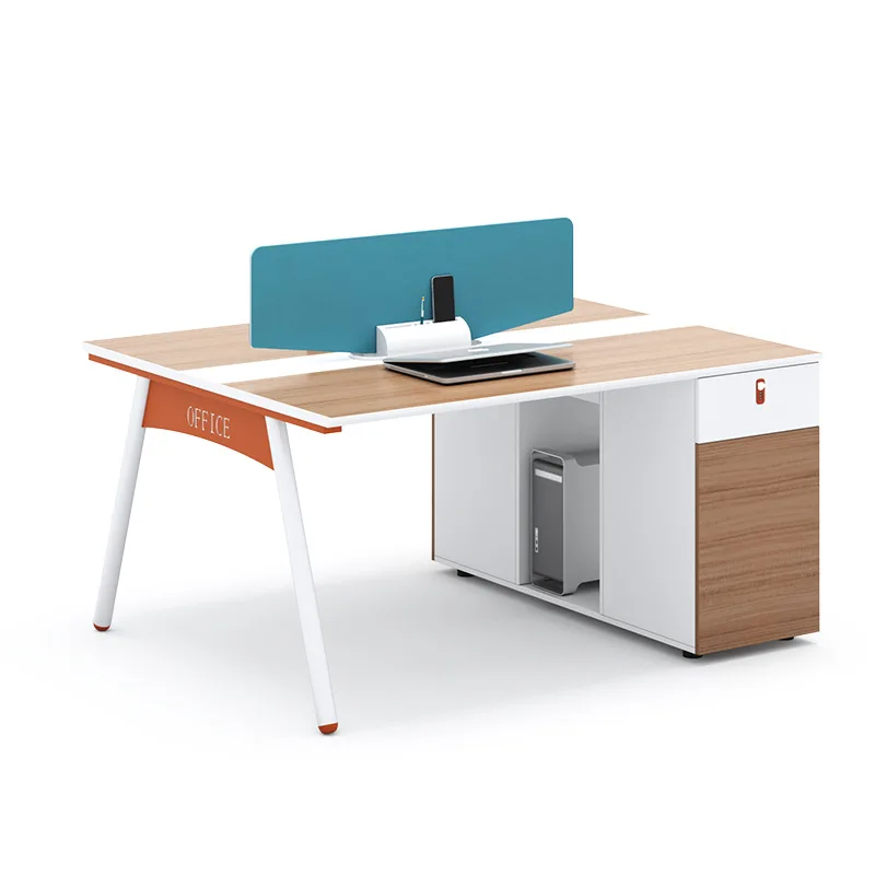 Modern desk staff four-person workstation sitting face to face office simplicity