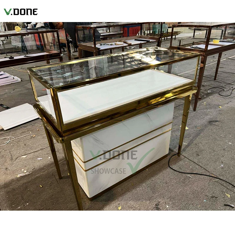 [Customized]Factory Directly Sell Stainless Steel Watch Jewellery Counter Glass Jewelry Display Cabinet Retail Store Jewelr