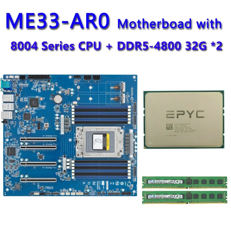 MZ33-AR0  REV.1.0  /  32GB DDR5-4800 RAM AMD EPYC 8534P 8434P 8324P 8224P 8124P 8024P CPU Processor Tested Well bofore Shipping