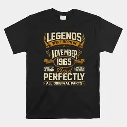 Legends Were Born In November 1965 Retro Vintage Unisex T-Shirt, Size S-5XLHigh Quality 100%Cotton Short Sleeve