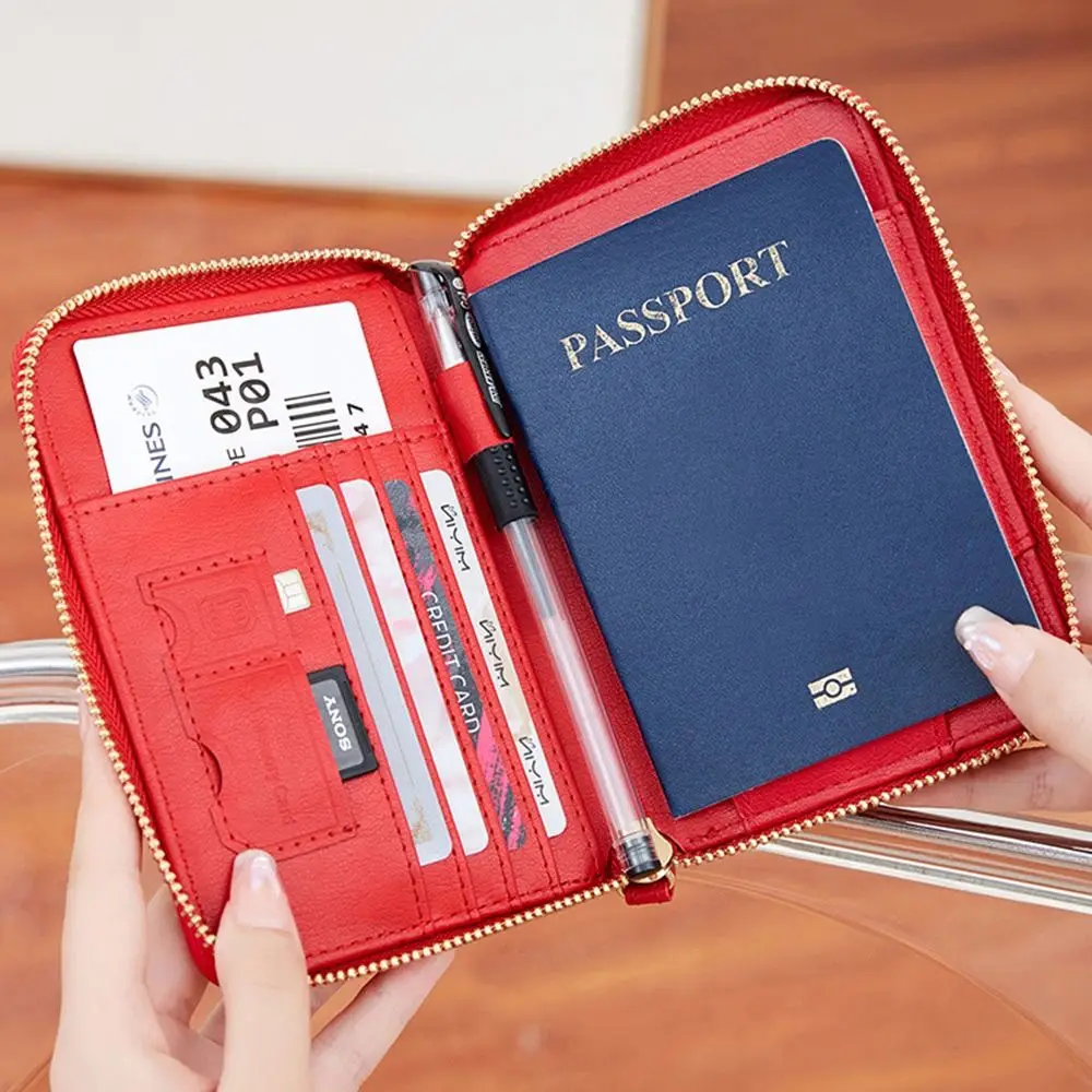 Portable Multicolor Passport Cover RFID Multi-function Certificates Passport Bag PU Anti Theft Ticket Clamp Travel