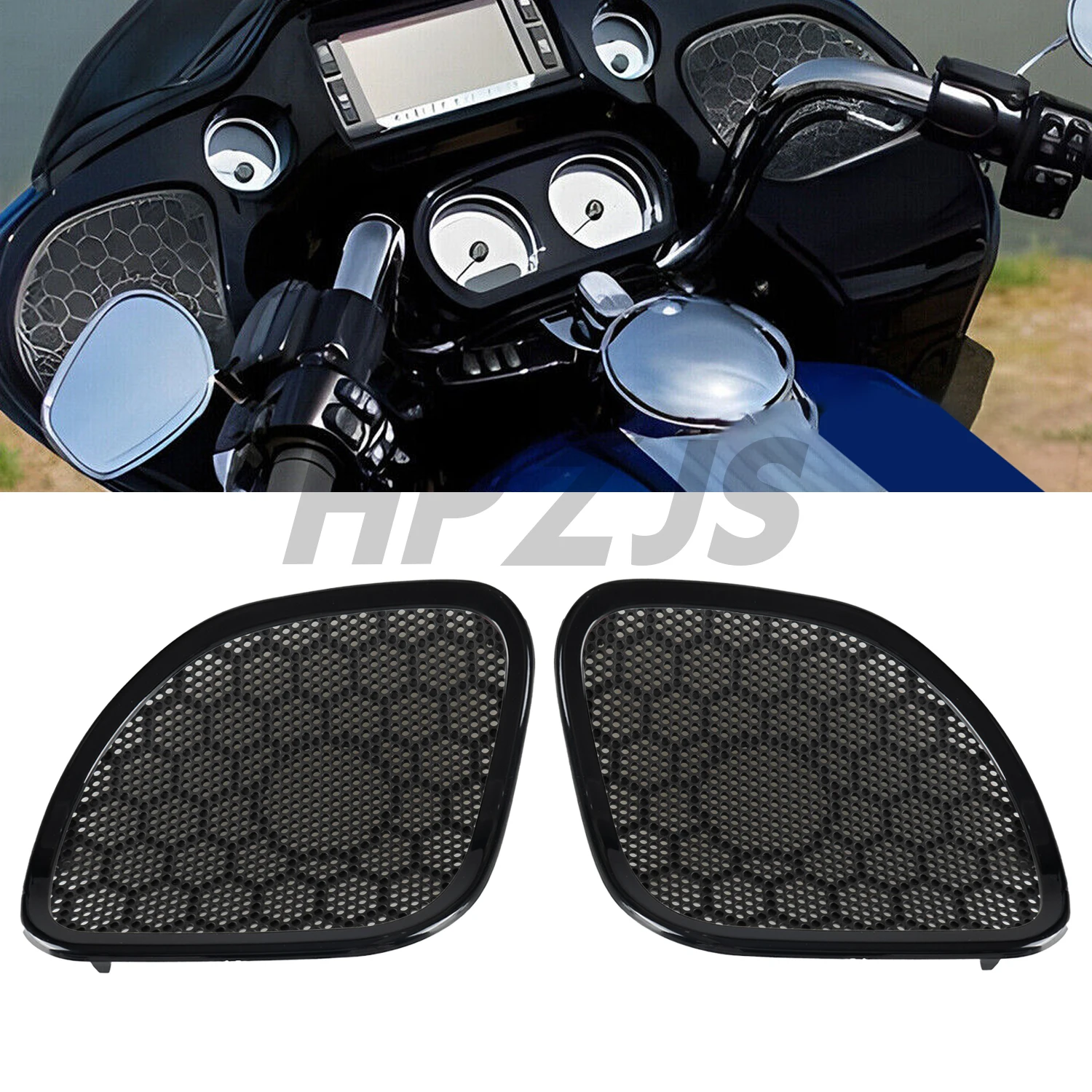 Motorcycle Front Fairing Speaker Mesh Grill Cover Trim For Harley Touring Road Glide Limited FLTRK Special FLTRXS 2015-Up Black