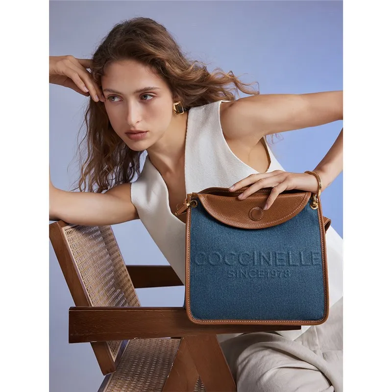 

Commuter denim denim tote bag Vanessa Jeans wind adjustable shoulder strap single shoulder newsboy bag