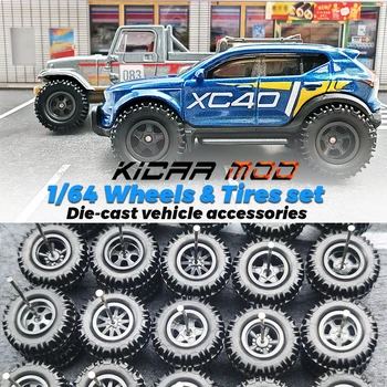 KicarMod 1/64 tamaño grande D: 0,67 pulgadas modelo todoterreno ruedas de camión monstruo para juego de neumáticos de goma 1:64 para juguetes de coches Hot Wheels