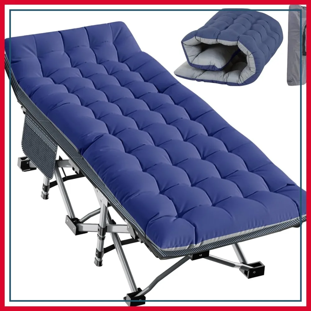 Cama de Camping Plegable Extra Grande XXL para Adultos con Colchón, Cama Portátil con Bolsa de Transporte para Viajes al Aire Libre, Playa, Senderismo