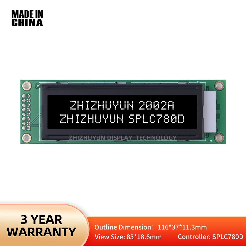 BTN Black Film LCD Display Module, Alto Brilho, Fornecimento 2002A, 2,6 Polegadas, Garantia de Qualidade