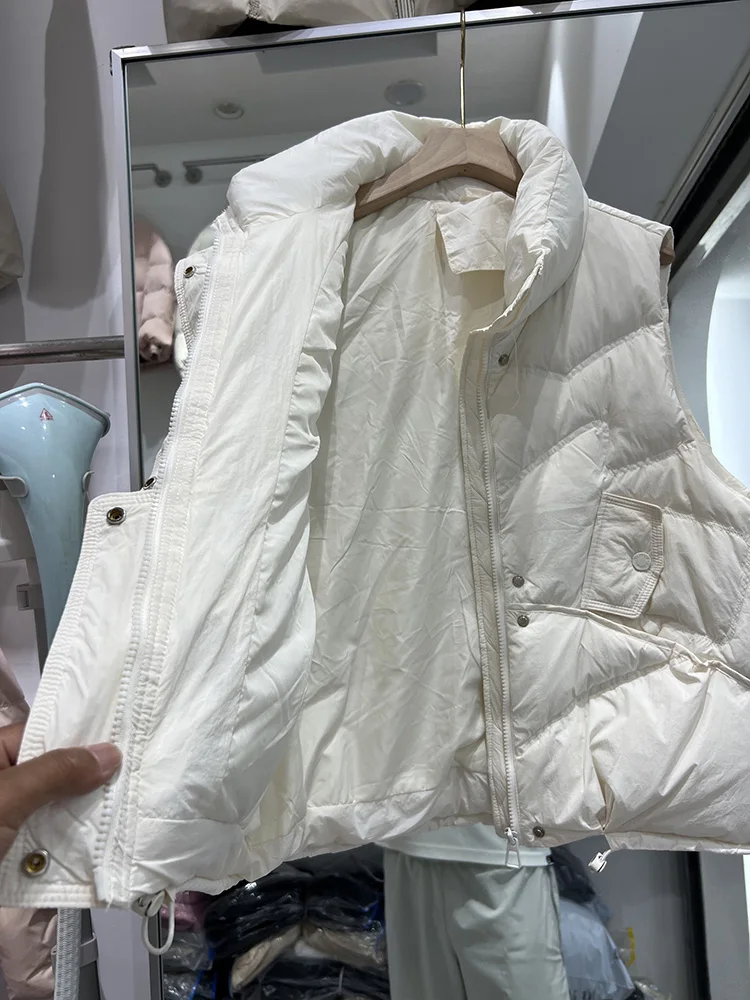 سترة نسائية غير رسمية على شكل بطة بيضاء بياقة واقفة 2025 موضة جديدة فضفاضة بلون سادة على الطراز الغربي #5