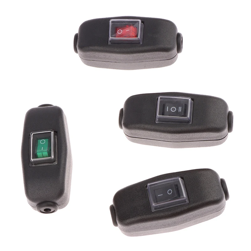 1pcs Inline Cable Cord Rocker Switch Waterproof IP65 Dustproof Max AC100~250V 6A On/Off LED Indicator