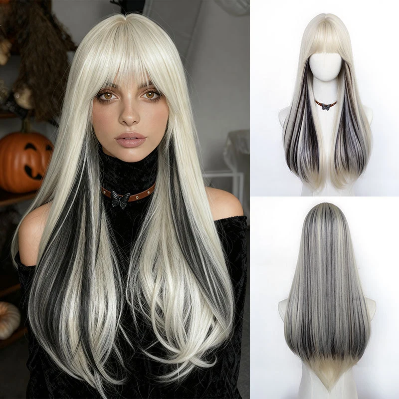 

Multi-color options European and American natural fashion Parisian ombre popular full-head wig women's Halloween party
