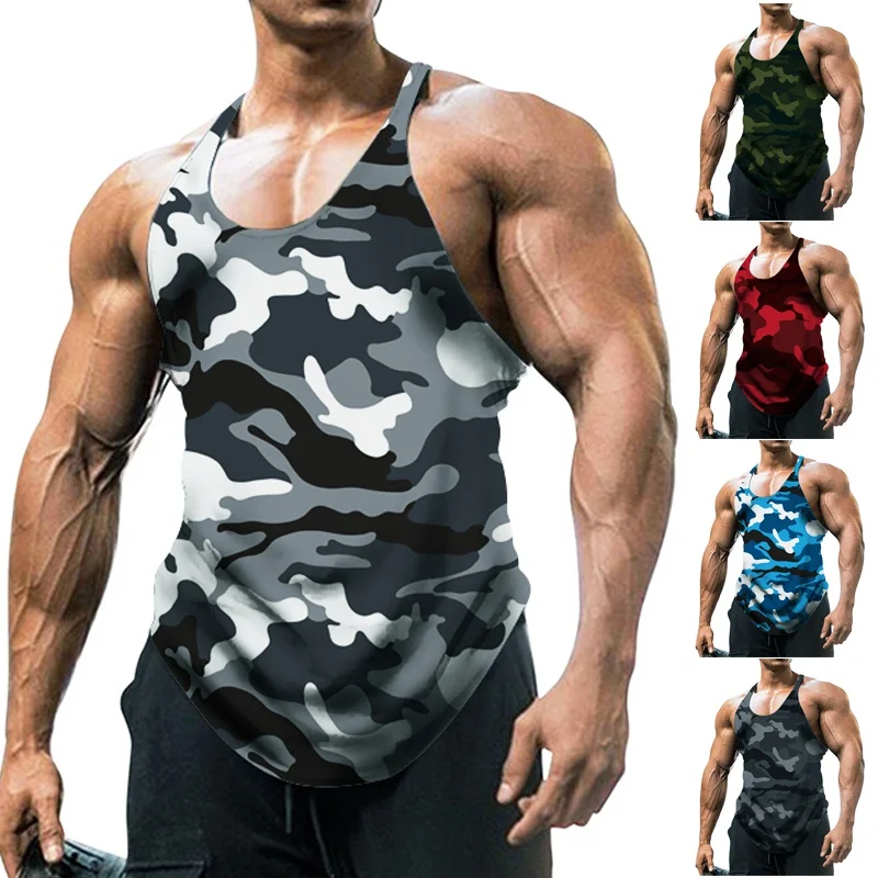 Men\'s Thin Camouflage Sleeveless  Vintage Sports Fitness Training Vest