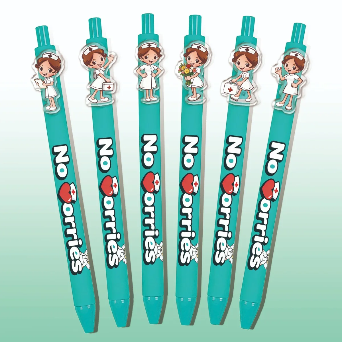 

6/12PCS Nurse Medical Theme Green Ballpoint Pens New Arrival Student Writing Pens Portable for Office Use Back-to-School Season
