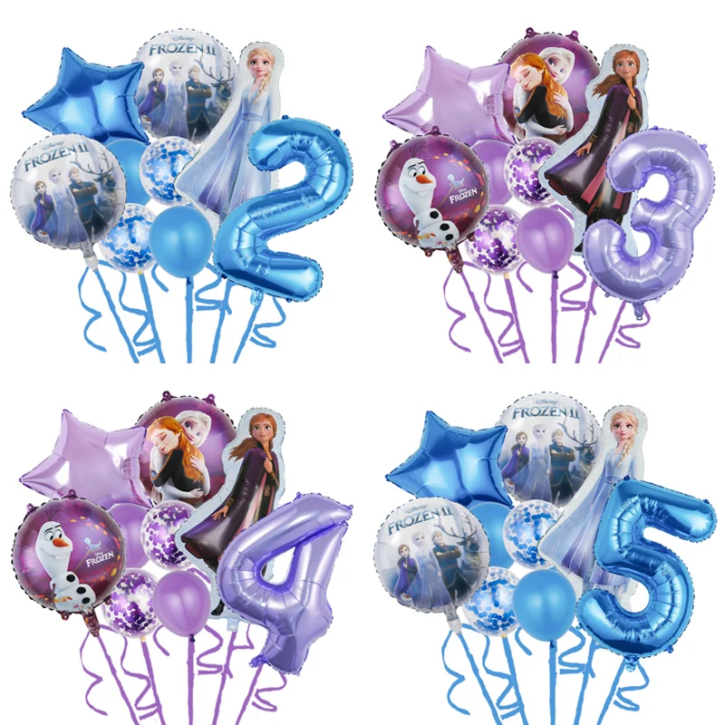 

9pcs Frozen Foil Balloons Set Disney Elsa Anna Kids Birthday Party Decorations Cartoon Snow Queen Princess Air Inflatable Globos