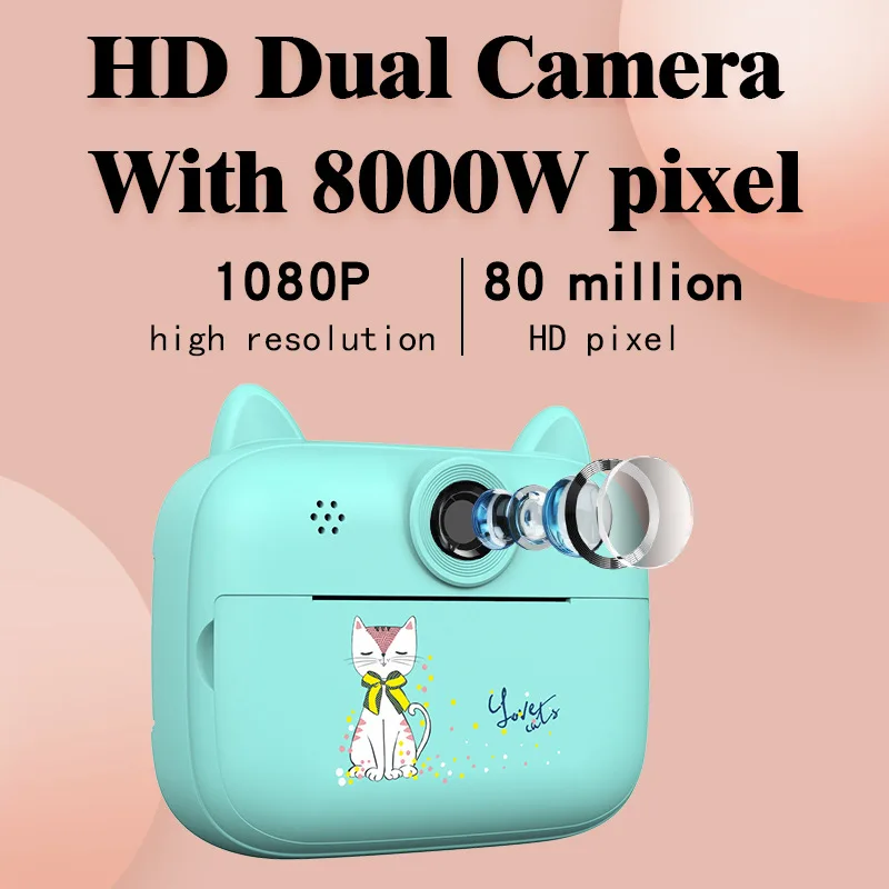 

Kids Digital Camera For Children Instant Printing Thermal Printer TF Card HD Video Educational Birthday Gift Toy for Boy Girl S3