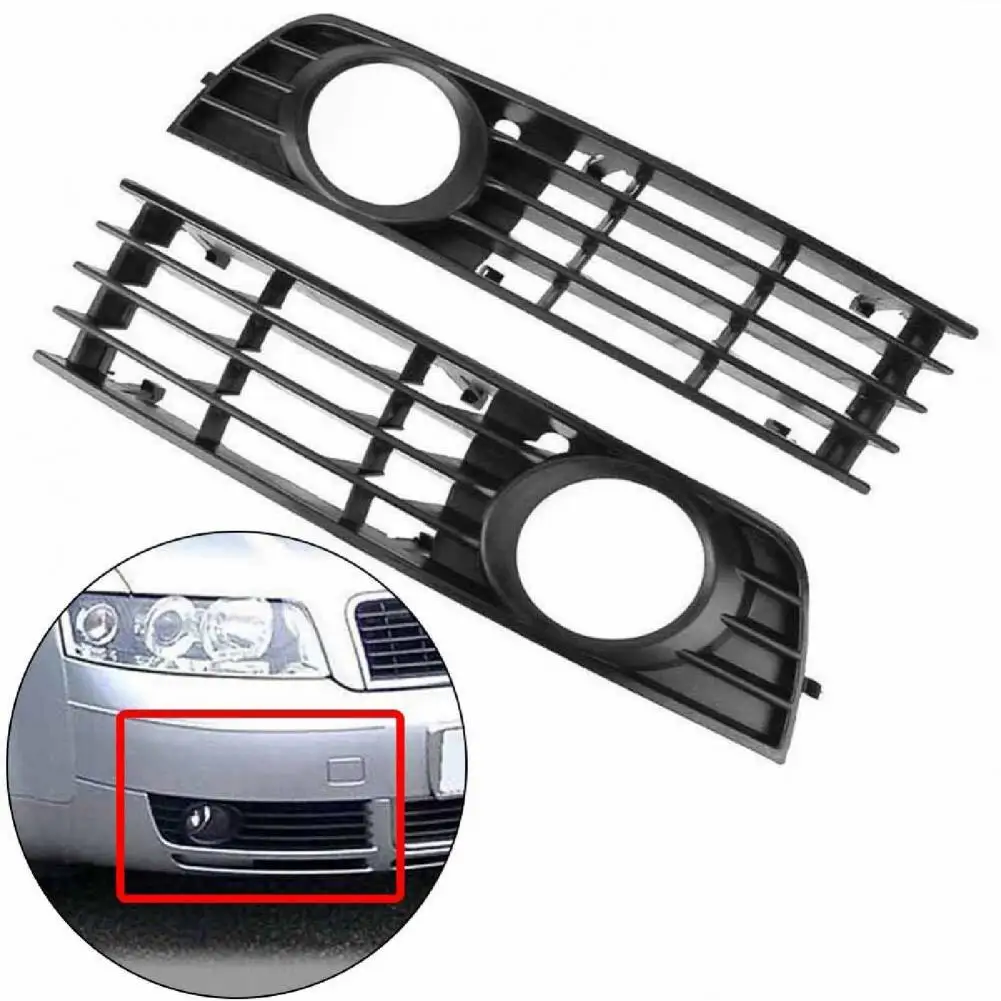 Fog Lamp Grille Anti-collision Tough ABS L/R Front Bumper Fog Light Grille 8E0807681 8E0807682 for Audi A4 B6 2001-2005