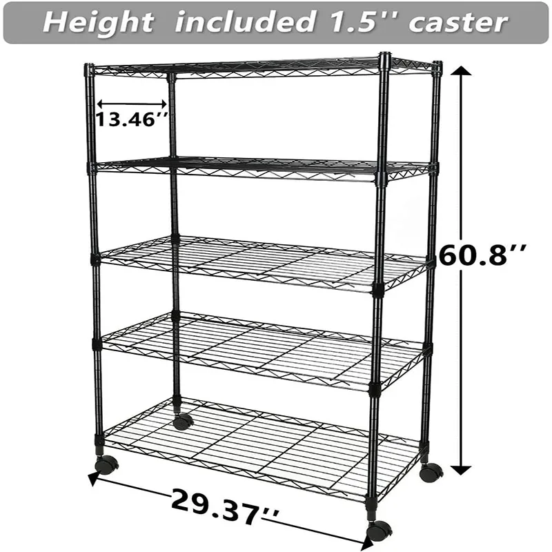 

Simple Deluxe Heavy Duty 5-Shelf Shelving Unit, 29" D x 14"W x 61" H, 5 Tier, Black