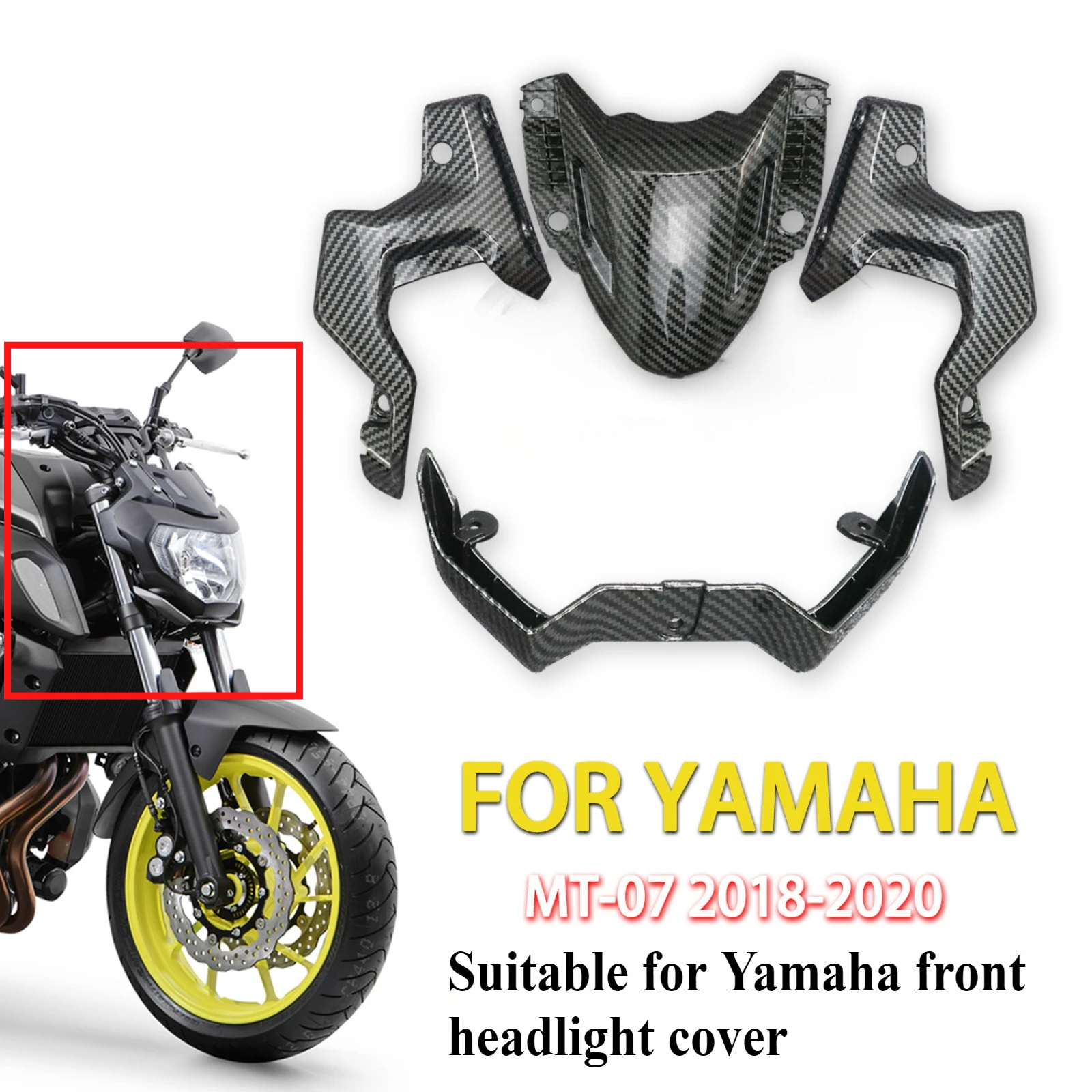 

For Yamaha MT07 2018-2020 Front Headlight Guard Cover Front Cowl Light Fairing Side Panel Lower Plate Headlamp Protection Parts