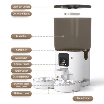 PAPIFEED cat double bowl smart automatic feeder cat food dog food pet food dispenser 7L large capacity connect wifi timer dosing 2