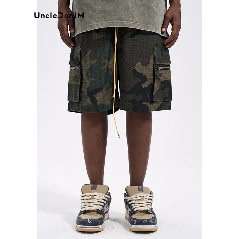 Camouflage Vintage Casual Shorts Loose Summer Drawstring Versatile Cargo Shorts Men Basketball Shorts Military