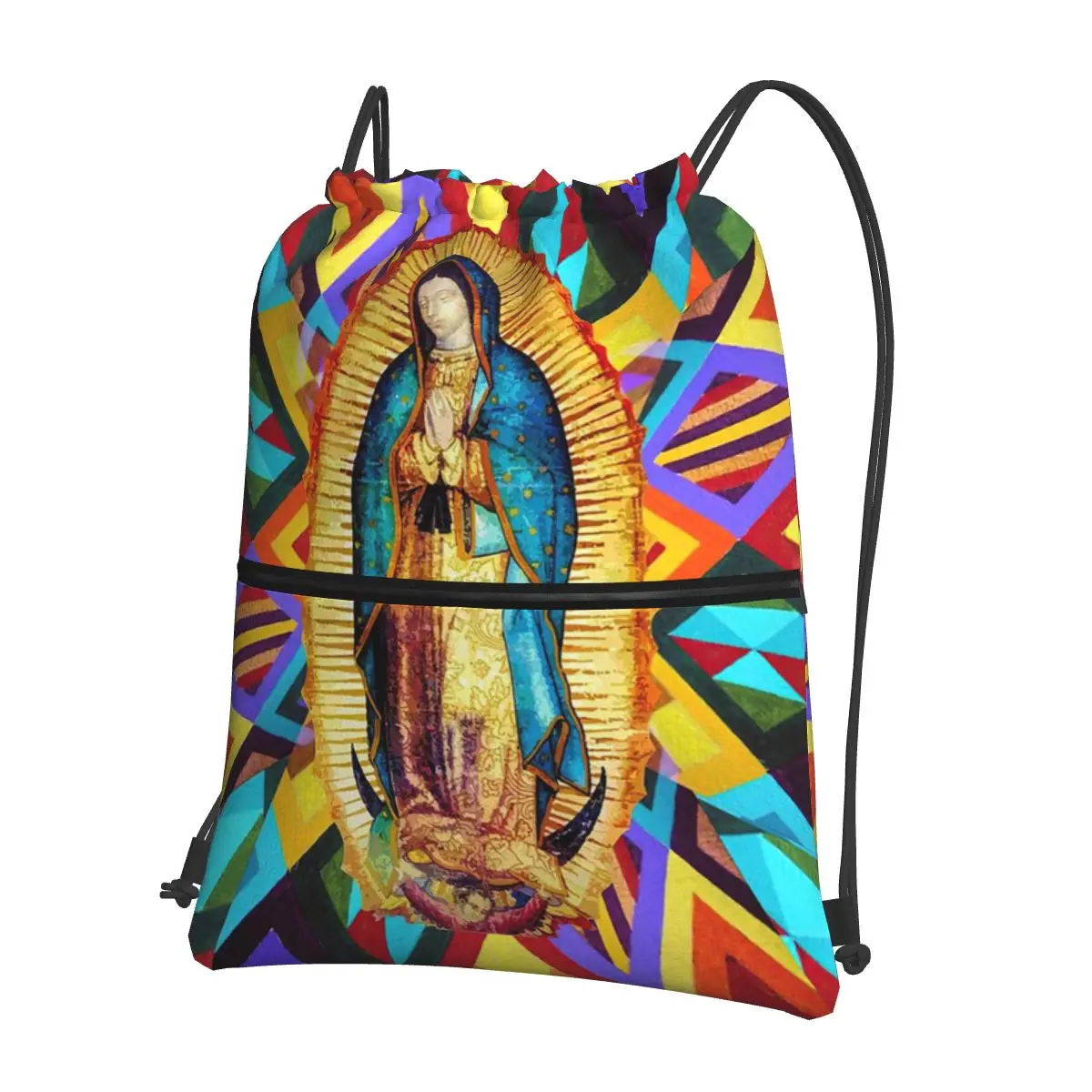 

Our Lady Of Guadalupe Virgin Mary Mexican Backpacks Multi-function Drawstring Bundle Pocket Sports Bag Book Bags for Man Woman