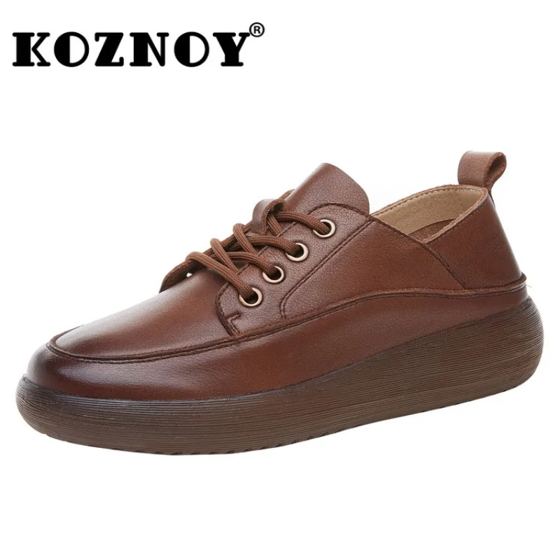 Koznoy 3cm mucca vera pelle comodi appartamenti poco profondi di lusso donna etnica eleganza gomma estate signore scarpe mocassino con suola morbida