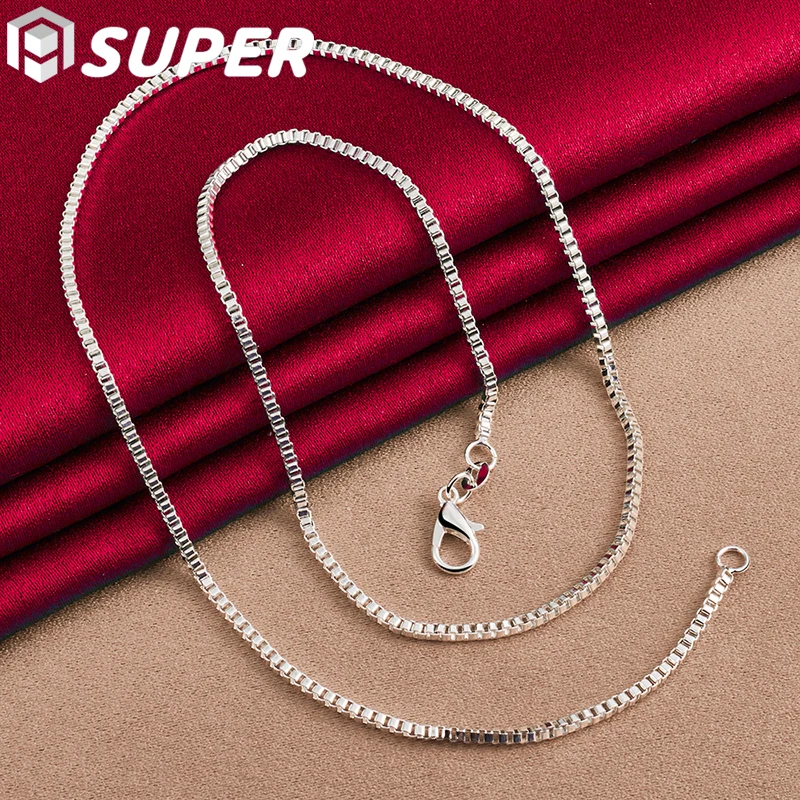 

925 Sterling Silver 1.5mm Base Box Chain Necklace For Man Women Wedding Engagement Fashion Jewelry