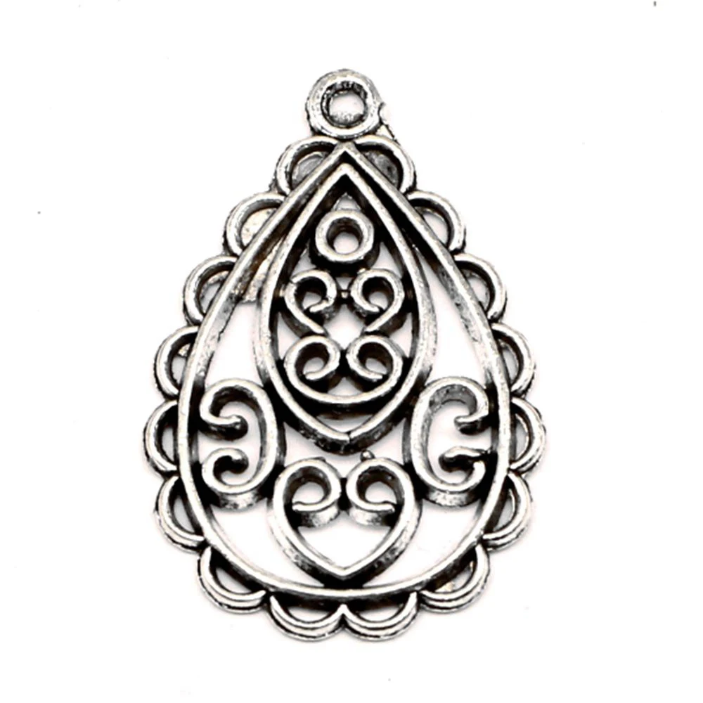 Water Drop Charms Woman Pendant Children Diy Man Jewelri 20x30mm 10pcs Antique Silver Color