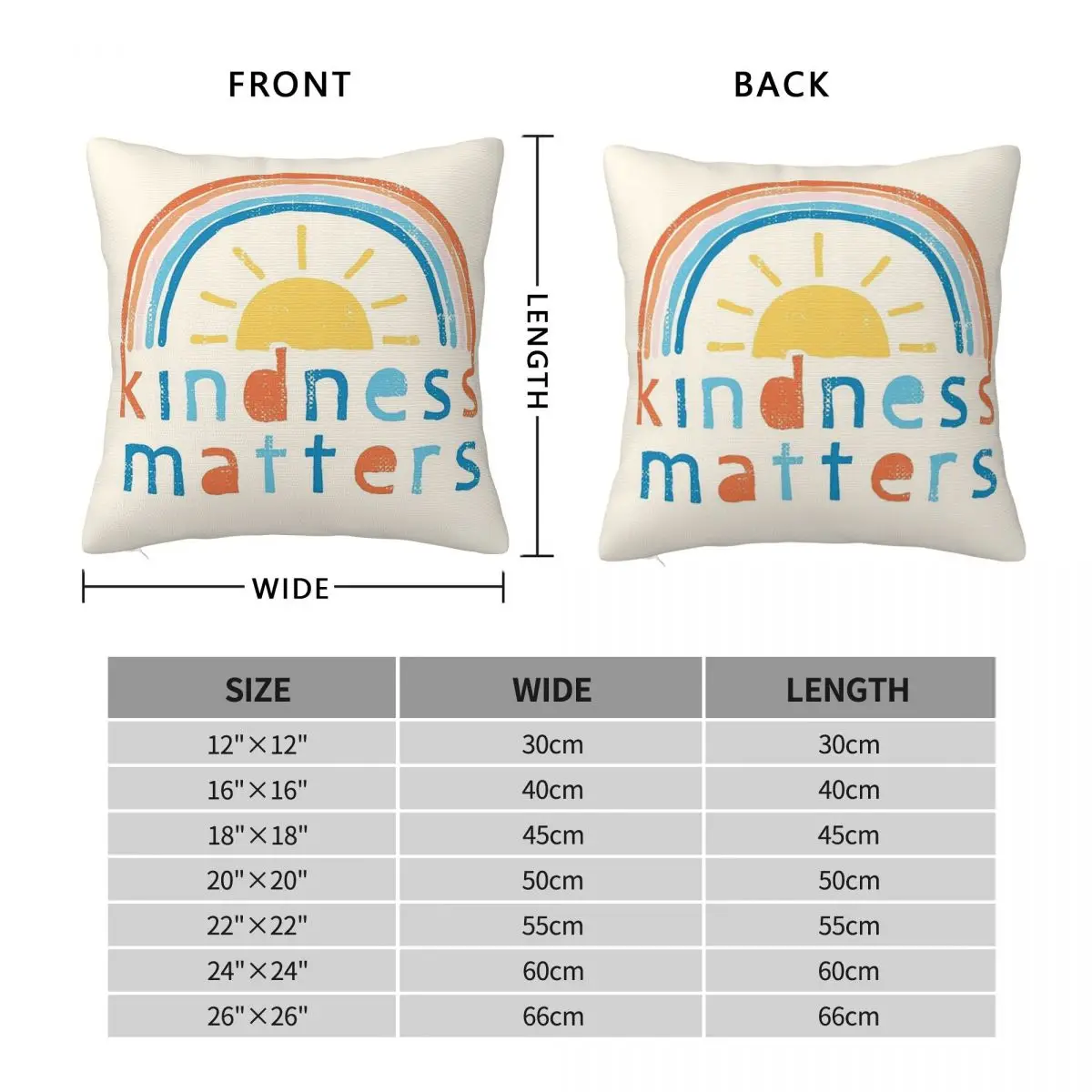 Kindness Matters.Typography Design With Rainbow Square Pillowcase Pillow Cover Cushion Decor Comfort Throw Pillow for Home Car