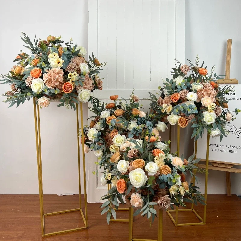 

DIA 80CM Artificial Rose Ball Wedding Road Guide Flower Hotel Banquet Hall Decoration Stage Props Eucalyptus Flower Arrangement